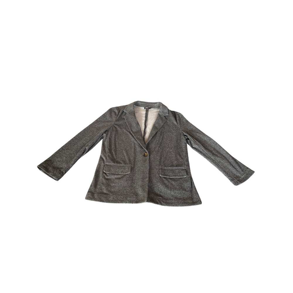 Faherty Womens Charcoal Grey Heathered Knit Single Button Blazer Jacket SZ L
